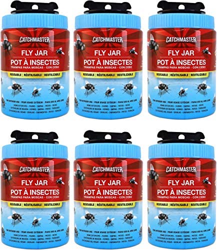 Catchmaster Fly Trap Bundle, Fly Ribbon 20-Pack & Outdoor Fly Jar 6-Pack, for Garage, Backyard, Pool, Patio & Camping