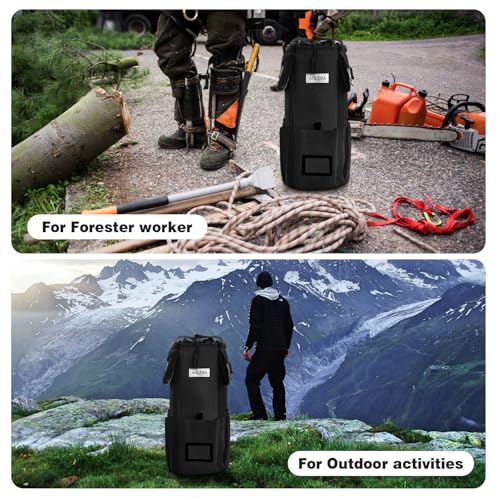 AOLEBA Arborist Rope Storage Bag Tree Climbing Rock Rope Bucket Backpack Rope Storage Bag Large Capacity 1680D Thicken Nylon Material with Hand Straps, Side Pockets - color: Black