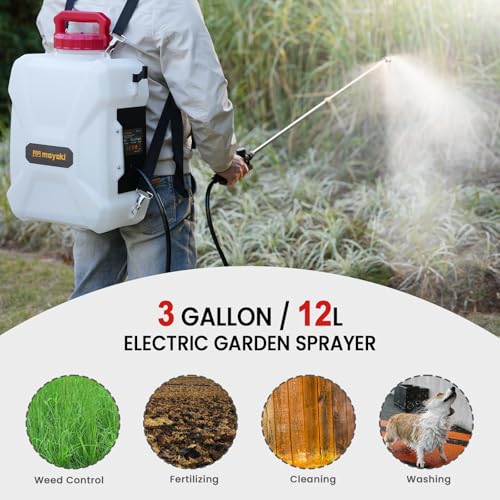 3Gal Battery Powered Garden Sprayer Compatible with Milwaukee 18V Battery | Lawn Backpack Pump Sprayer,Translucent Water Tank,Adjustable Pressure,for Spraying Plant,Watering,Weed, Cleaning(Tool Only) - color: Red