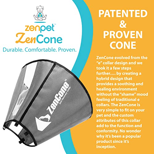 ZenPet Recovery Cone E-Collar for Dogs & Cats – Soft, Comfortable, Safe & Stress-Free Healing After Surgery, Adjustable Design, Secure Custom Fit (Large) - size: Large