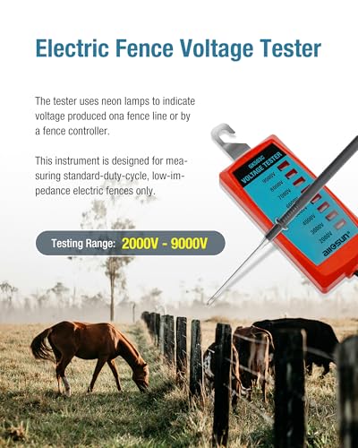 ALLOSUN GK503C NEON Fence Electric Voltage Tester Max 9000V,Electric Fence Fault Finder, Red