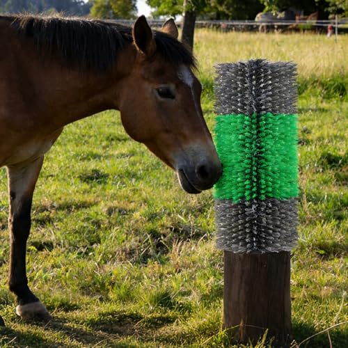 Livestock Scratching Brush Massage Grooming Brush for Cattle Horse Goat Sheep Cow Easy Fence Post Installation with 8 Screws
