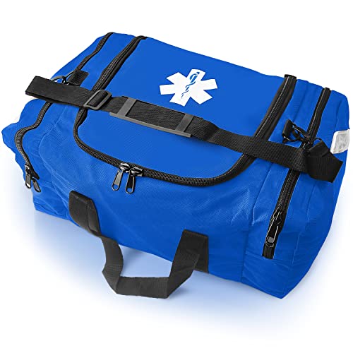 ASA TECHMED Large EMT First Responder Trauma Medical Bag Empty for Home 21x12x9 Inches, Office, School, EMTs, Paramedics, First Responders, Blue - color: Blue