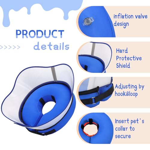 Supet Raised Inflatable Dog Cone Collar to Stop Licking, Soft Dog Cone Alternative After Surgery, Pet Neck Donut Collar for Small Medium Large Dogs - color: Solid Blue, size: L(Neck 12"-16")