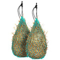 Majestic Ally 2 pcs Slow Feed 42” Hay Net for Horses, Strong Small 2x2” Holes, Nylon Rope Hanging, Adjustable Travel Feeder for Trailer and Stall, Simulates Grazing, Reduce Waste - color: Turquoise