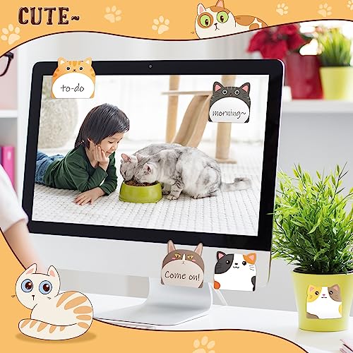 Yinder 24 Pads Cute Cat Sticky Notes Kawaii Animal Sticky Notes Pads Bulk | Fun Cartoon Memo Pad Self Adhesive Tab Back to School Gift for Teacher Student Classroom Veterinary Cat Office Supplies - style: Cats