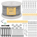 1/8" Wire Rope Kit 300FT Aircraft Cable Vinyl Coated 304 Stainless Steel Wire,7x7 Strand Cable Kit for Outdoor String Lights,Climbing Plants,Pictures,Clothes,Curtain Hanging - size: 1/8" steel cable 300FT