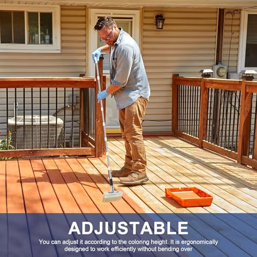 2 Pack Deck Stain Brush Set with 67" Extension Pole, 6.88" Wide Deck Brush | Boar Bristle Blend Paint Brush for Wood Deck, Fence & Wall, Multi-Surface Applicator for Stain, Limewash, Latex Paint - style: 2pcs