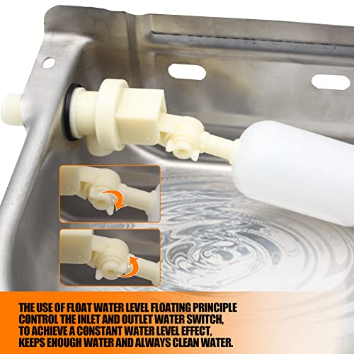 Automatic Livestock Water Bowl Float Valve Self-Filling Dog Goat Chicken | 304 Stainless Steel Animal Waterer Auto Refill, Horse Pig Cow Sheep Cat, Drainage, 3/4" GHT Hose & Mounting Bolts, Farm Ranch