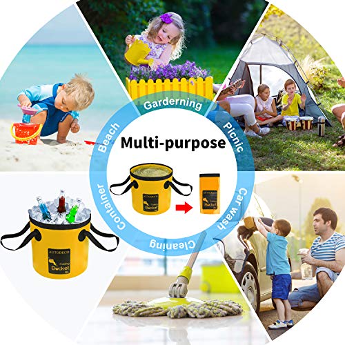 Collapsible Bucket 5 Gallon Container Folding Water Bucket Portable Wash Basin 20L - color: Yellow