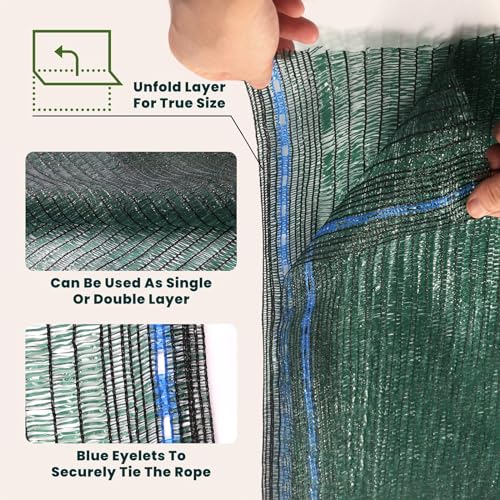 6' x 100 FT 60% Shade Cloth Roll Green | Green HDPE UV Resistant Breathable Eyelets Sun Protection for Greenhouse Garden Fence Pergola Patio Flower Plant Kennel - size: 6'x100ft - 40% - GRN