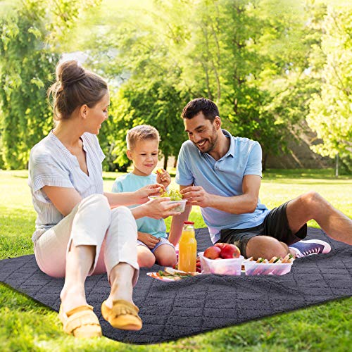 REDCAMP Large Outdoor Blanket 79"x79" Sherpa Fleece Lining, Black | Cold Weather Warm Thick Outdoor Blanket Comfy Foldable & Windproof for Camping Stadium,Car,Picnics,Pet,Trip,Machine Washable - color: Black&grey/79"x79"