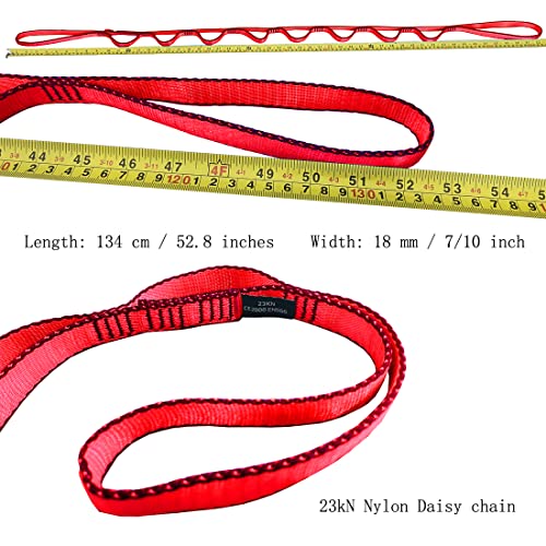 53 Inches Nylon Daisy Chains Rope Climbing Lanyard Straps Looped Strong Slings 23 kN Aerial Yoga Webbing - color: 3PCS Red