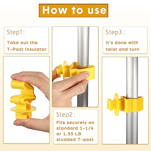 Geiserailie 200 Pcs T Post Insulators for Electric Fence Bulk