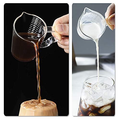 Espresso Shot Glasses 150ML Double Spouts Measuring Cup Triple Pitcher Milk Cup Wine Glass Pitcher Barista Measure Cup Liquid Heavy Glass Milk Cup Demitasse Cups Espresso Mugs Coffee Cups