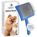 Slicker Brush for Dogs, Large Doodle Brush with Wooden Handle for Goldendoodle, Labradoodle & Poodles, Extra Long Pins for Dematting, Removing Mats & Thick Curly Coats(Blue,Large) - color: Blue