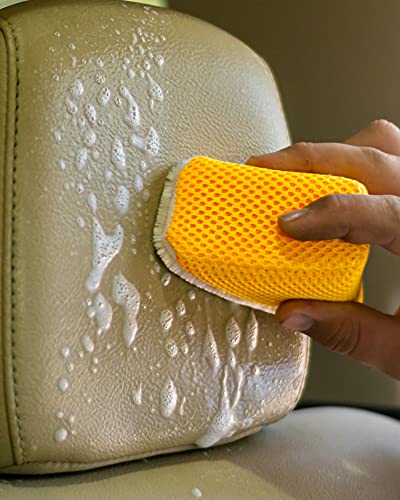 Autofiber Scrub Ninja - Wedge Scrubber, Great for scrubbing Leather, Plastic, Rubber and Vinyl - Pack of 2, White/Gold (5inch x 2.5inch x 2inch) - color: White/Gold