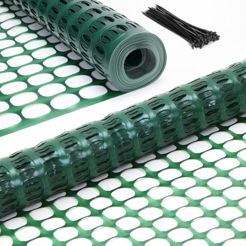 Ohuhu 4'x50'/5.3 LB Plastic Garden Fence Safety Fence, Green | Reusable HDPE Netting Plastic Mesh Fence Roll, Temporary Fencing for Animal Barrier Construction Snow Fence - color: Green, size: 4' x 50' (5.3 lb/roll)