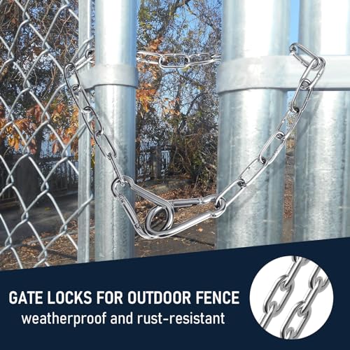 Gate Chain for Outdoor Fence - Rustproof Metal Gate Latch Chain with Hooks, Secure and Durable for Garden, Yard, and Farm Use - Easy Installation, Weather Resistant (2 Pack) - size: 20inch-2PCS