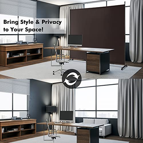 Giantex 73" x 73" Single Panel Room Divider with Wheels, Brown | Mobile Privacy Screen with Lockable Casters, Rolling Fabric Partition Wall for Home, Office, Studio - color: Brown, size: 73''W x 73''H (1 Panel)