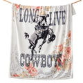 Paseo Road Indigo Hill by HiEnd Accents Rodeo Revival 54x68 Throw Blanket | Long Live Cowboys Floral Medallion Print, Rustic Southwestern-Style Western Fleece Blanket for Camping - color: Long Live Cowboys