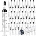 TrelaCo 50 Pack Syringe Without Needle Disposable Plastic Syringes with Cap Measuring Dispensing Tools Individually Sealed for Pets Feeding(10 ml) - size: 10 ml