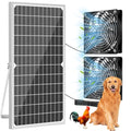 Solar Powered Fan Kit 17.72 Inch IPX7 Weatherproof, 22W Solar Panel with 2 Waterproof Fans, Intake or Exhaust Air Fan for Outside Backyard Chicken Coops, Greenhouses, Doghouse - size: 22