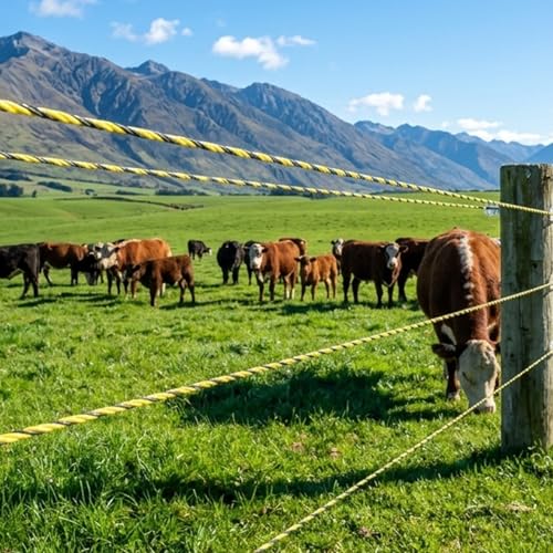 RIOOP Electric Fence Wire Polywire 1312 Feet/400 Meters | Portable Livestock Fencing, 6 Stainless Steel Strands for Reliable Conductivity, Rust Resistance, UV Resistant - size: 1312 Feet/400 Meters
