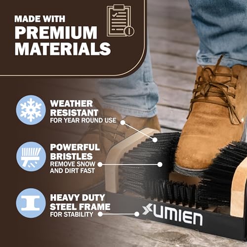 Boot Scraper Outdoor Shoe Brush No Flaps, for Mud, Dirt & Snow | Heavy-Duty Outdoor Use, Weather-Resistant, Durable Bristles, Freestanding