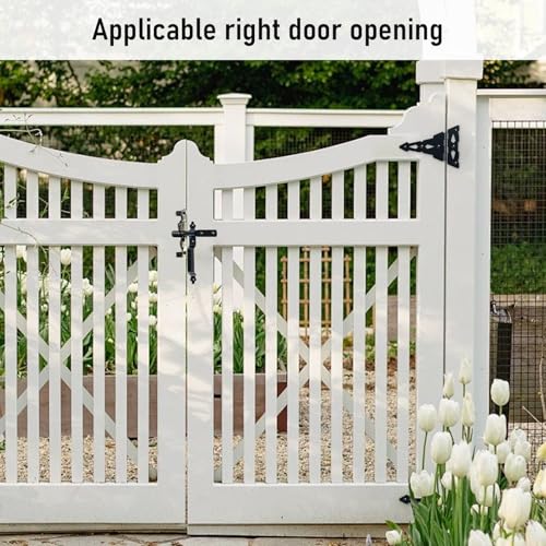 WellMade Heavy Duty Wood Gate Kit,8 Inch Decorative T Hinge and Spring Loaded Latch Gate Kit with Screws for Wooden Fence Shed Storage Gate Barns,Black Finish