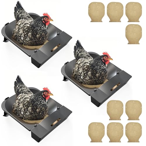 Roll Away Chicken Nesting Box with Jute Pads – 2-Height Adjustable Slope – Fits Inside 14"+ Coops – Small to Medium Breeds (3PC)