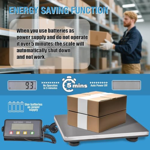 SurmountWay Large Shipping Scale 440lbs, 15.3”x11.8” Stainless Platform | Tare/Count/Auto-Off, Easy Read LCD Display, 3 Units, High Accurate, Portable Design For Packages, Business & Warehouse