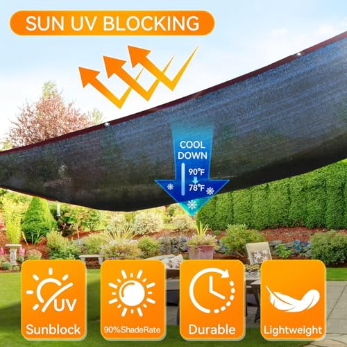 12x20 FT 90% Sun Shade Cloth, Pergola Shade Cover with Grommets, Gray | Blocks UV rays and reduces heat with breathable shade fabric for patios, pergolas, gardens and outdoor privacy