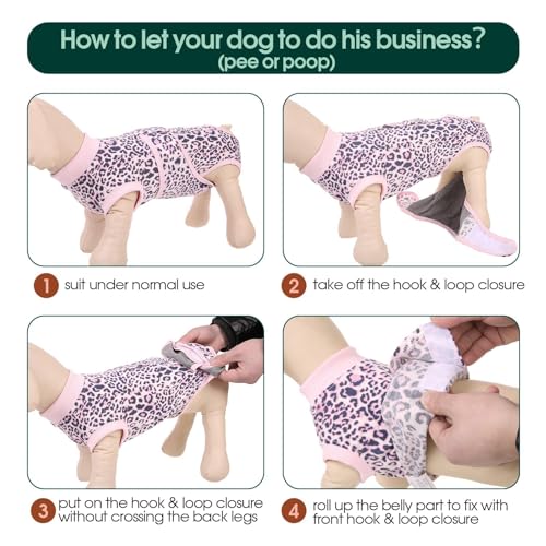 Kuoser Dog Surgery Suit, Female Dog Recovery Suit Doggie Onesie for Surgery | Comfy Recovery Suit for Dogs, Post-Op Onesie for Female & Male Dogs, Soft Protective Wear - color: B-Pink Leopard, size: XL (Back:20.1-24.8'', Weight:42-75 LB)