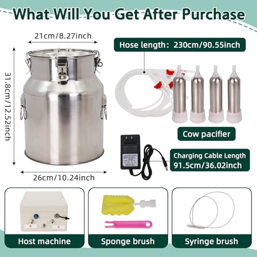 14L High Power Cow Milking Machine Portable Rechargeable Pulse & Vacuum | 304 Stainless Steel Bucket, Portable Pulsation Vacuum Pump Milker Rechargeable Battery Dairy Farm Milking Equipment - size: 14L High Power Cow Electric Milker