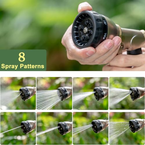 FANHAO Metal Garden Hose Nozzle Heavy Duty, 8 Spray Patterns, High Pressure | Rustproof Leak Proof, Comfortable Non-Slip Handle, Hands-Free Lock, Hose Sprayer Nozzle for Watering Plant, Car & Pet Washing - color: Black