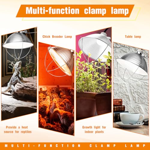 Macarrie 8 Pack Clamp Lamp Light with Aluminum Reflector, 6ft SPT-2 18awg Cord and Adjustable Stand Fixture, up to 150 Watt, E26 Socket, No Bulb (10.5 Inch) - size: 10.5 Inch