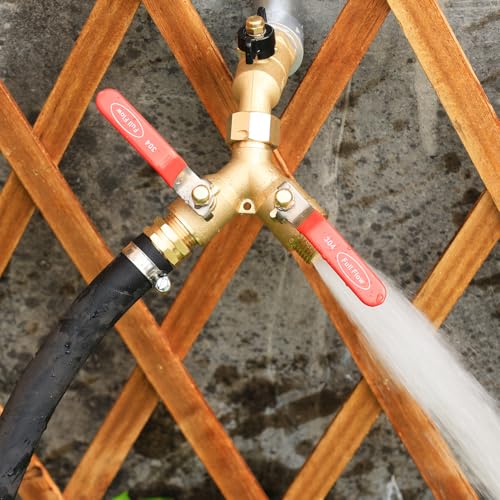 SIGURANTA Garden hose diverter, full-flow, heavy-duty brass 2-way high flow, outdoor faucet Y-valve closure diverter connector, garden hose high-flow diverter adapter. (2-Way Full Flow 2PCS) - color: 2-Way Full Flow 2PCS