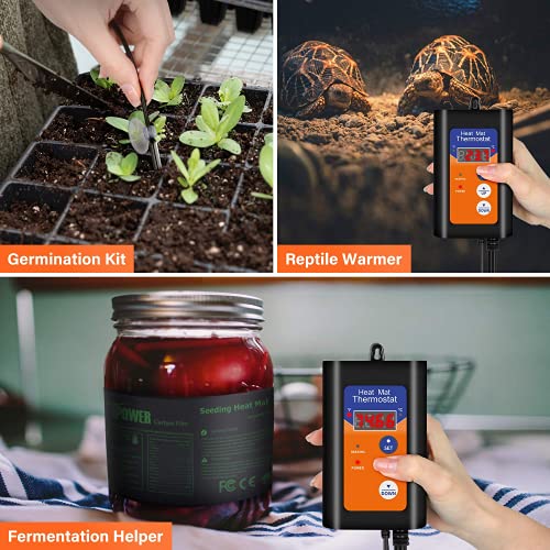 iPower 8X12 Inch Reptile Heat Pad Under Tank Heater Terrarium Warmer Heating Mat and Digital Thermostat Controller for Turtles Lizards Frogs and Other Small Animals - size: 8 X 12 Inch, style: Pad + Thermostat