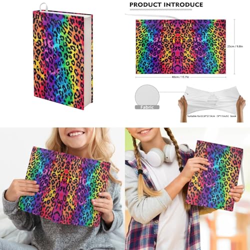 Upetstory Rainbow Leopard Print Backpack for Girls 4-6 6-8 10-12 Boys School Bag Set Kids Lunch Box Pencil Case Elementary Kindergarten Preschool School Bookbag Water Bottle Sleeve Book Cover - color: Rainbow Leopard Print