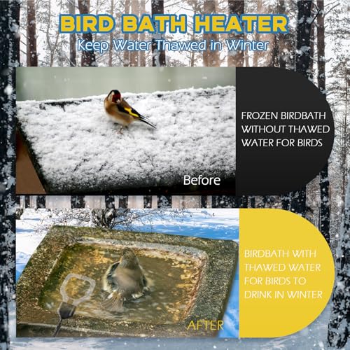 Magoog 500W Chicken Water Heater, 50Gal Chicken Water Deicer for Plastic Waterer, Liverstock Water Heater, Cast Aluminum Submersible De-icer, Bird Bath Heater with Built-in Thermostat Control