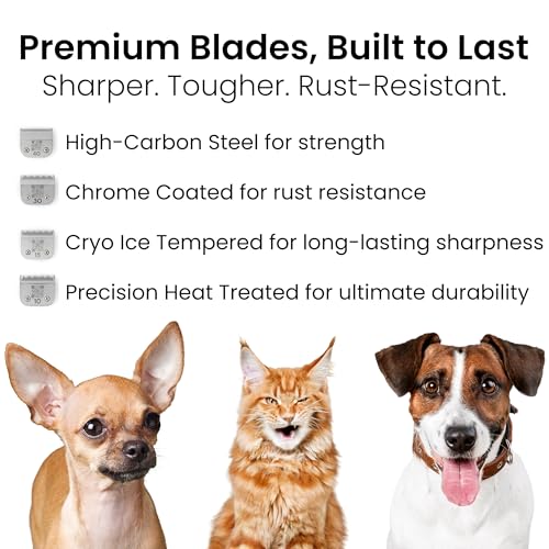Fresh 15W Dog Grooming Blade, 3/64" (1.0 mm) Cut, Fits Andis, Oster, Wahl A5 Detachable Clippers, High-Carbon Steel with Chrome Coating, Sharp & Durable Blade for Sanitary or Detail Grooming - size: 15W