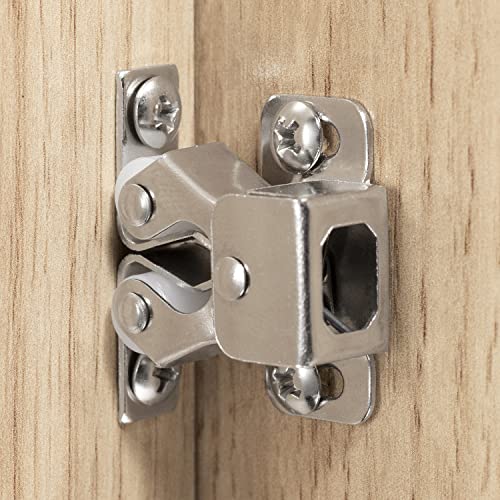Keenkee Cabinet Latch Double Roller Catch, Nickel, 4 PCS | Hardware for Cupboard Closet Cabinet Door Latches and Catches - color: Nickel 4ps