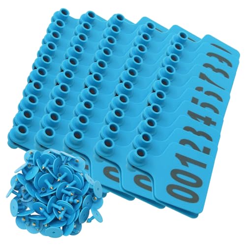 100PCS Cattle Ear Tags Numbered 001-100,Plastic Livestock Ear Tags with Animal Identification Tags for Cattle Cows Hogs Pigs Sheep Goats (Blue) - color: BLUE