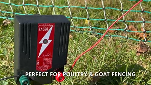 RentACoop 42" Electric Anti-Predator Poultry Fence and 0.6 Joule Plug-in Electric Fence Energizer Bundle