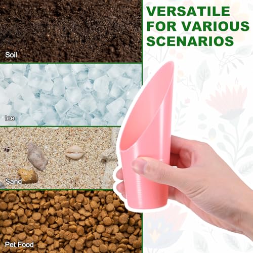 M METERXITY 6-Pack Bonsai Soil Scoops, Plastic Garden Soil Scoops Bucket Shovel Potting Scoopers for Transplanting/Flower Planting/Plant Succulent, Colorful Small Gardening Tools [Pink] - color: Pink