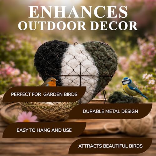 TRIVANO Handmade Alpaca Fiber Bird Nesting Heart – Natural Bird Nesting Material for Wild Birds, Soft Alpaca Bird Nesting Heart for Garden Trees & Backyard Birds.