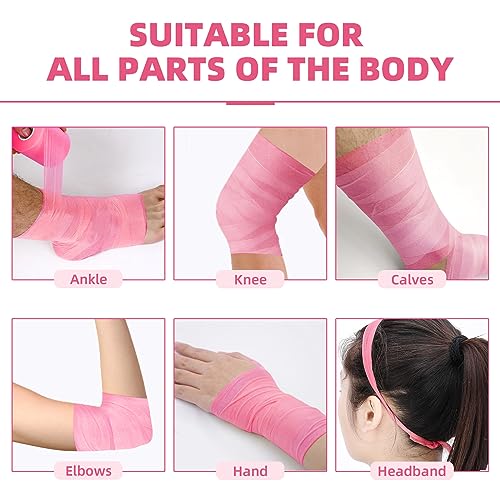 OK TAPE Pre Wrap Tape 4-Rolls 120 Yds Athletic Foam Underwrap for Sports | Protect for Ankles Wrists Hands and Knees, Soft, Breathable, Skin-friendly and Latex-free 2.75 Inches - Pink - color: Pink, size: 2.75 Inch x 30 Yards