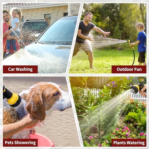NEXCOVER Garden Hose Nozzle Sprayer - 7 Adjustable Watering Patterns Nozzle for Water Hose, Non-Slip Garden Spray Nozzle for Car Washing, Watering Plants, Pets Showering, Lawns Cleaning, Yellow - color: Yellow