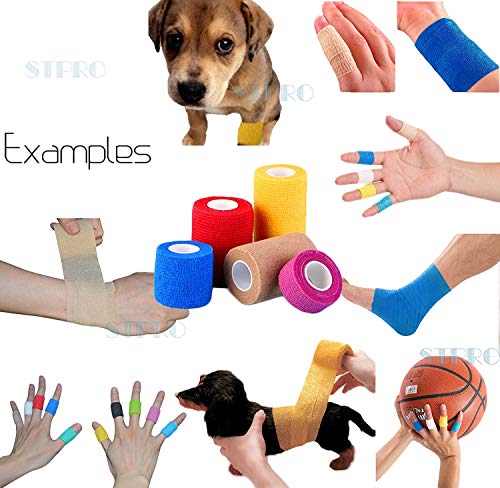 Vet Wrap Medical Tape for Skin Bandage Tape Vet Tape Cohesive Bandage 2 inch x 6 Pack Black Fabric Bandages Self Sticking Bandage Self Adhering Bandage Wrap Stretch Self Adhesive Tape - color: Black, size: 6 Pack